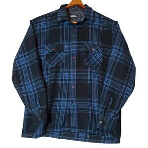 Backpacker Shirt Men's Large Plaid Long Sleeve Button Up Acrylic Blue Button Up